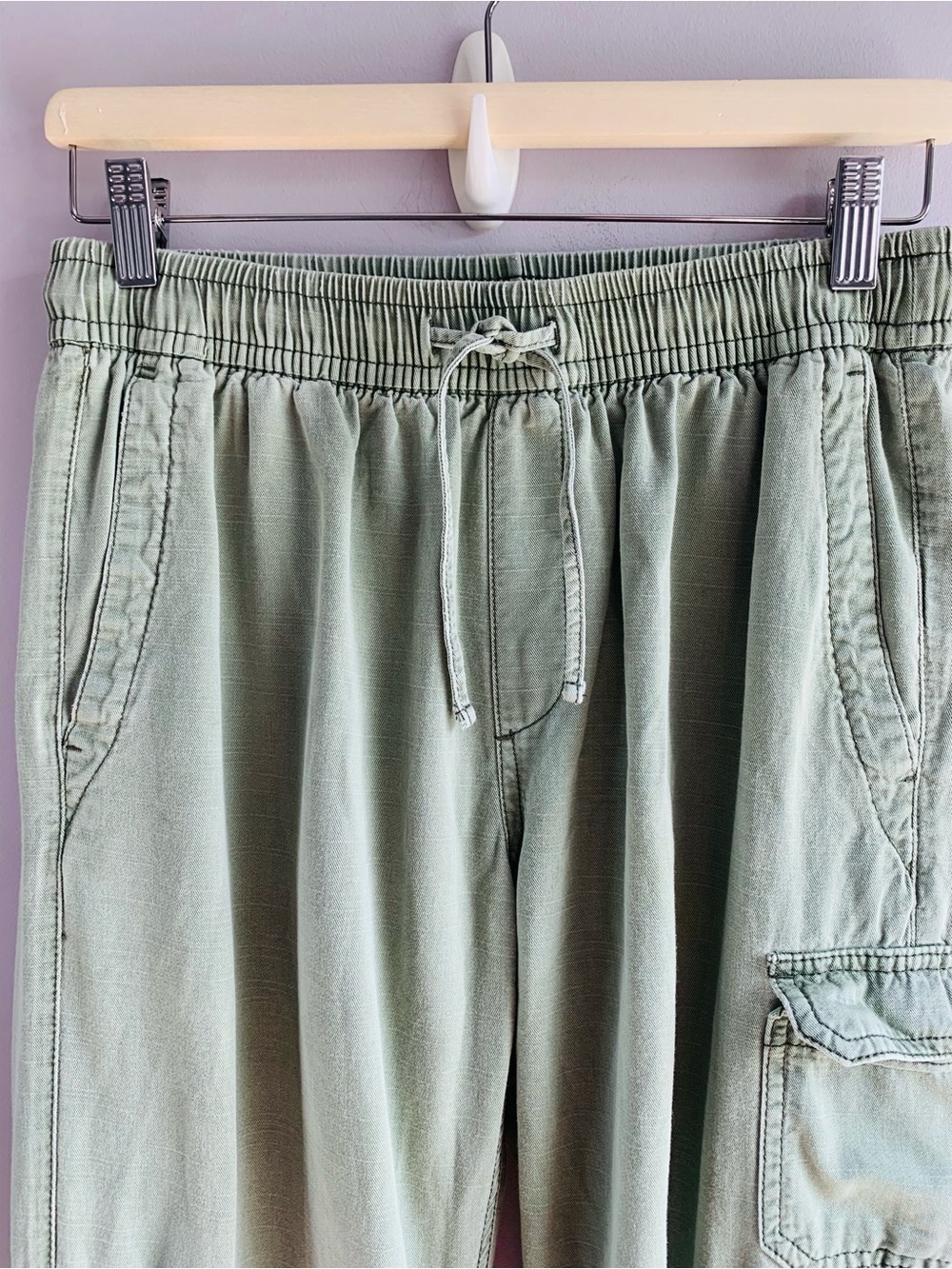 Old Navy Utility Pants Sage Stretch Pockets Wide Leg Casual Weekend EUC Small
